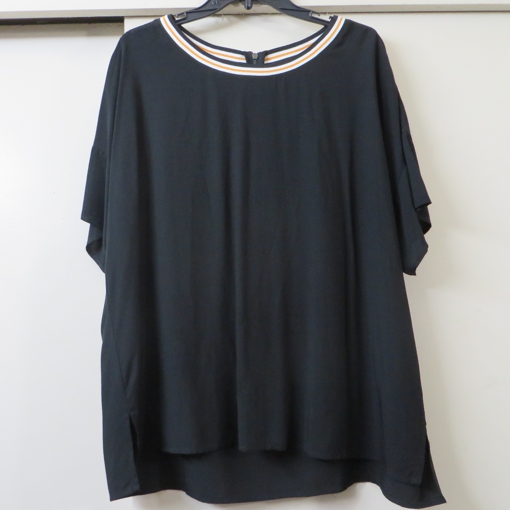 DR2 by Daniel Rainn Trim Drop Sleeve Blouse Black Medium
